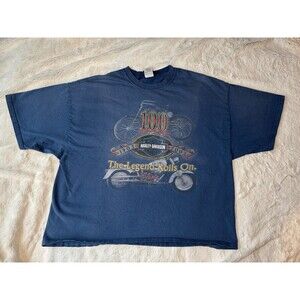 Vtg Harley Davidson Hanes Beefy-T The Legend Rolls On Boxy T-Shirt Men 2XL 2003